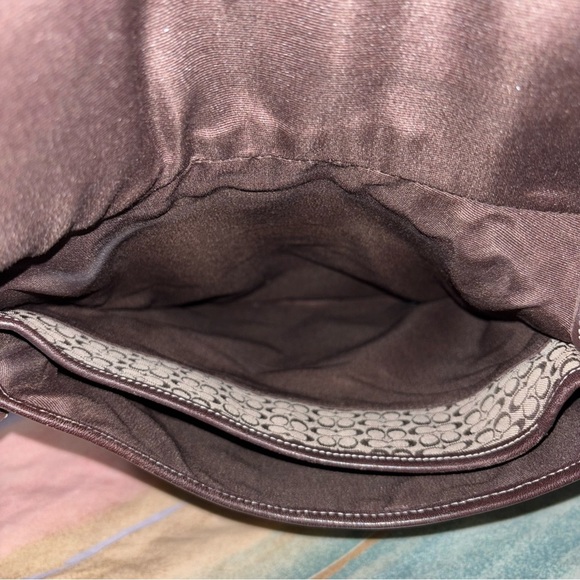 Coach Purse Crossbody Bag Brown Leather Light Fabric Canvas K3M-6376 Authentic - Picture 12 of 15